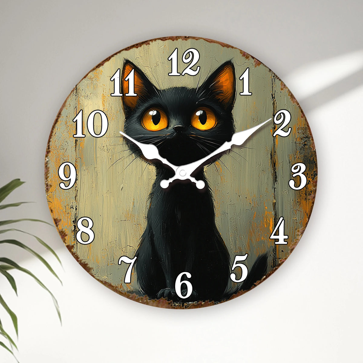 Mysterious Gothic Style Black Cat Wall Clock