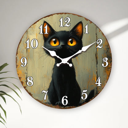 Mysterious Gothic Style Black Cat Wall Clock