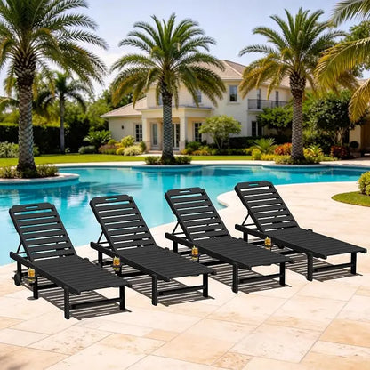 Outdoor Chaise Lounge Set of 4 with 5 Adjustable Positions
