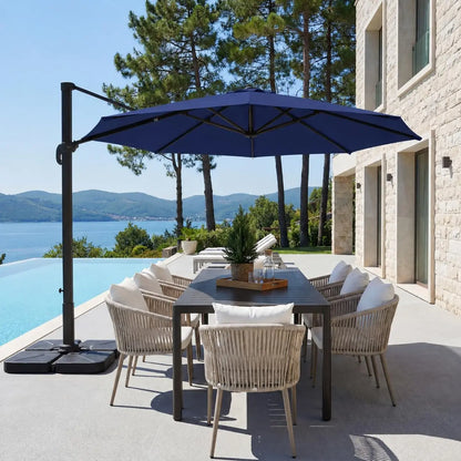 11 Foot Cantilever Offset Patio Umbrella with Base Included