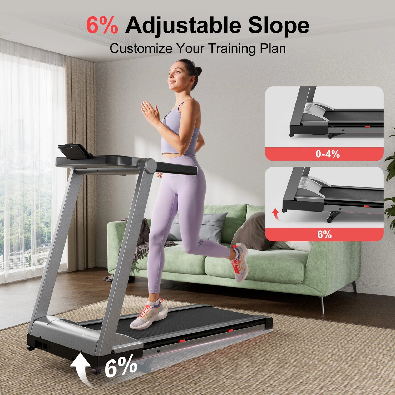 Foldable Incline Home Treadmill Walking Pad with Touch Screen