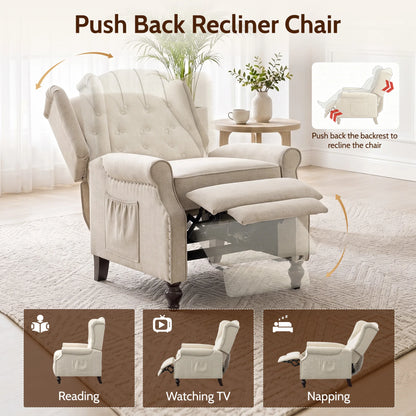 TCGBKAF Mid-Century Wingback Recliner with Massage &amp; Heat