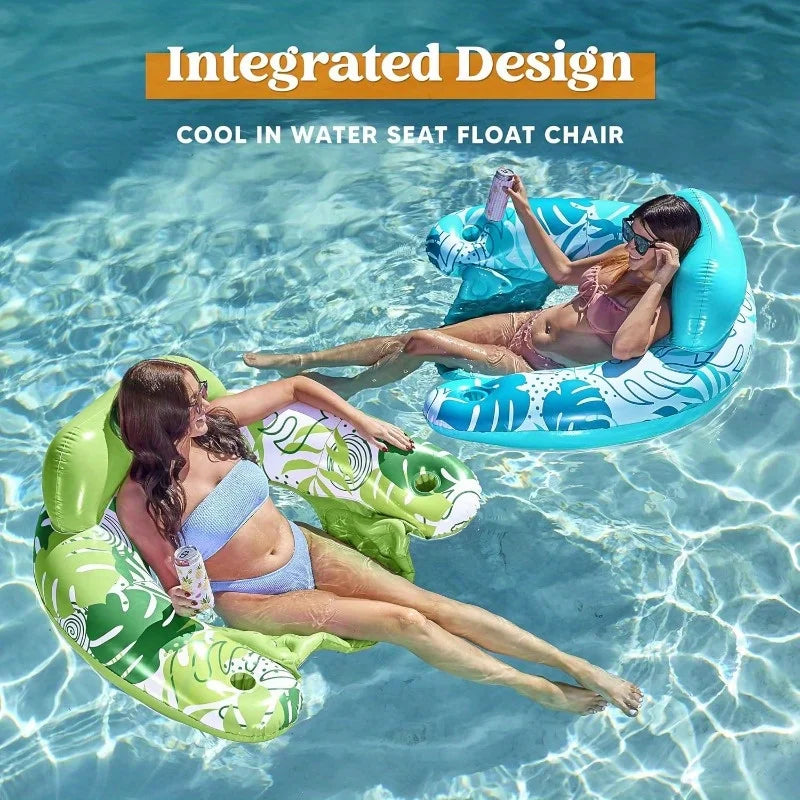 JOYFY 2-Pack Inflatable Pool Chairs with Cup Holders