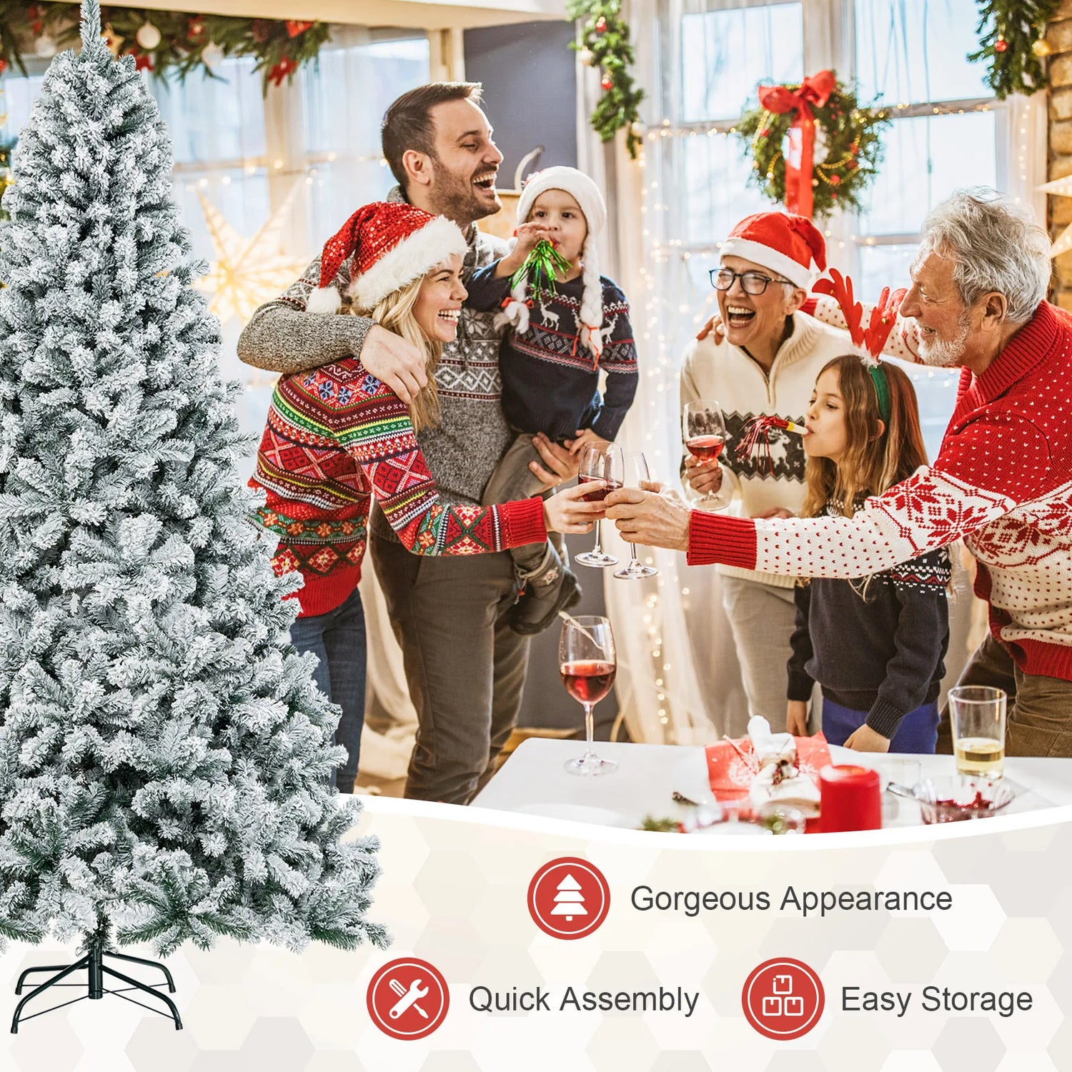 9-Foot Premium Unlit Snow Flocked Artificial Christmas Tree
