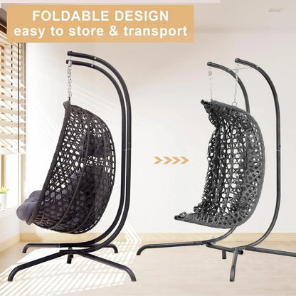Double Hanging Egg Chair with Stand
