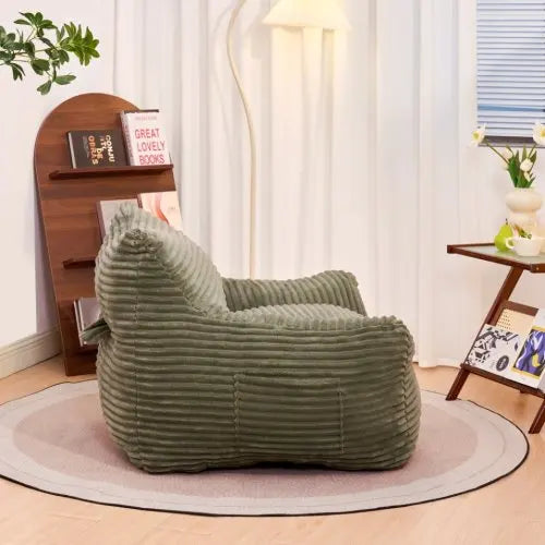 Oversized Comfy Beige Beanbag Lounge Lazy Floor Sofa Chair for Living Room, Bedroom &amp; Dorm, Cozy Fluffy Single Cloud Mini Couch