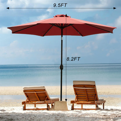JHK 10 FT Solar Patio Umbrella with 32 LED Lights