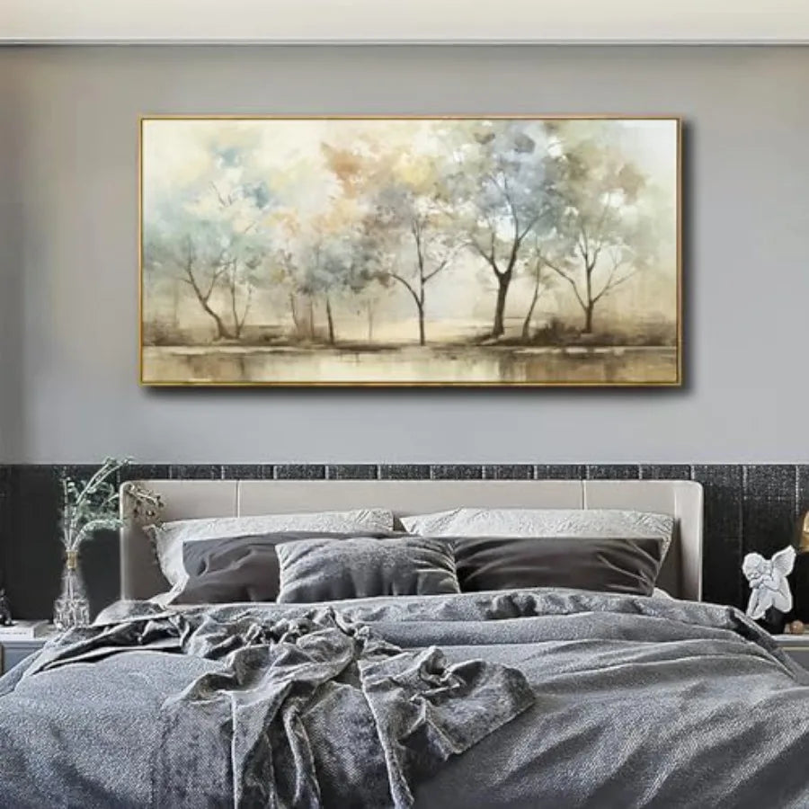 Retro Beige and Olive Green Abstract Wall Art