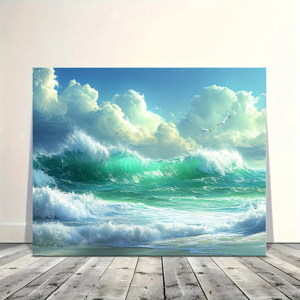 Vivid Blue Sky and Sea of Clouds Landscape Wall Art
