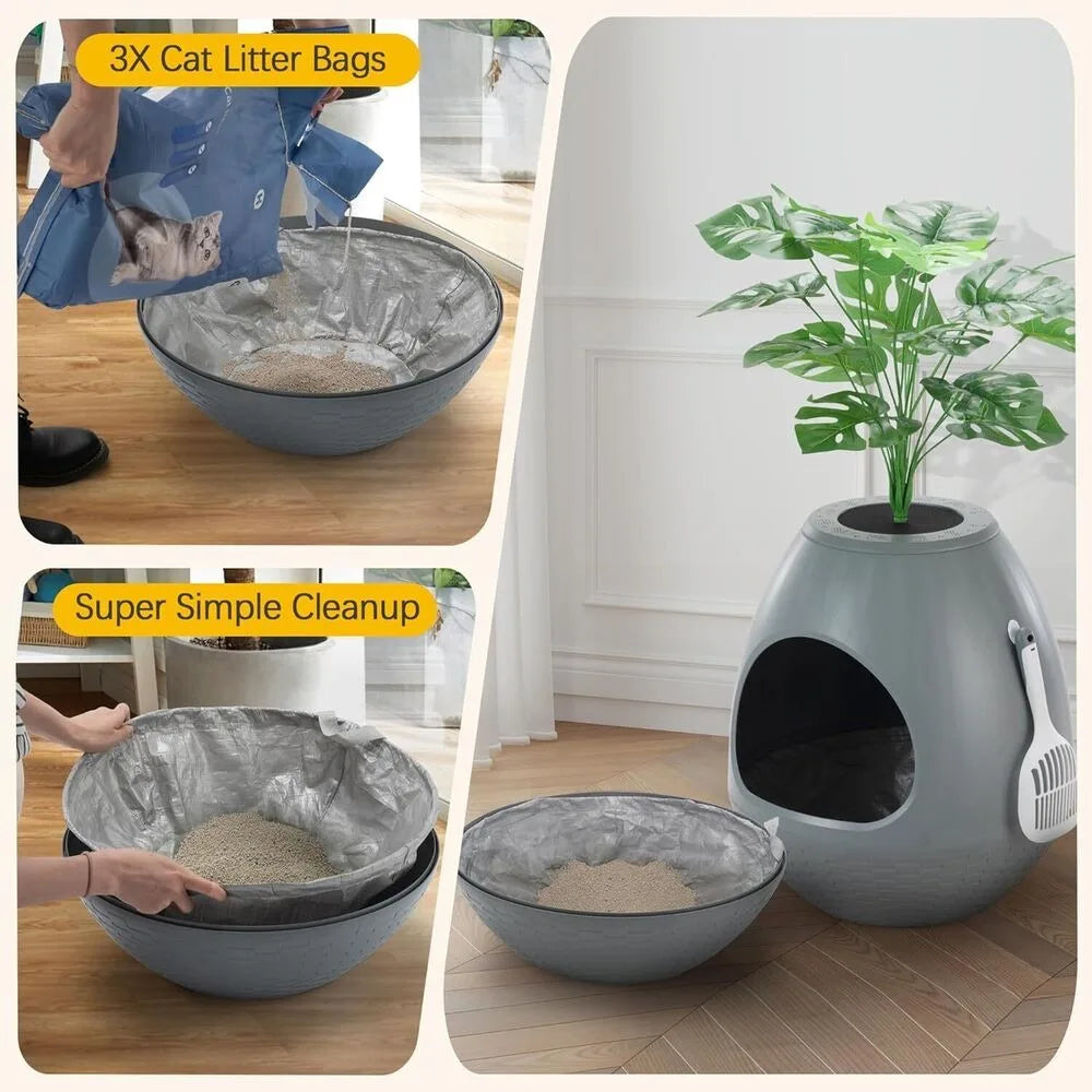 Egg Shaped Smart Cat Litter Box with Odor Removal System