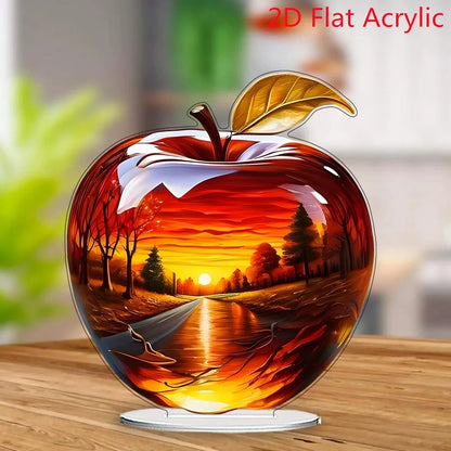 2D Clear Crystal Apple Collectible Figurine