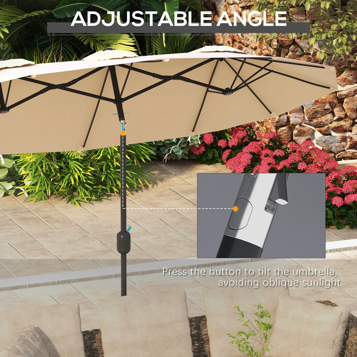 9.7 Foot Double-Sided Patio Umbrella with 3 Air Vents