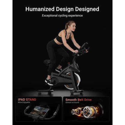 Silent Stationary Exercise Bike with 0-100 Resistance Levels
