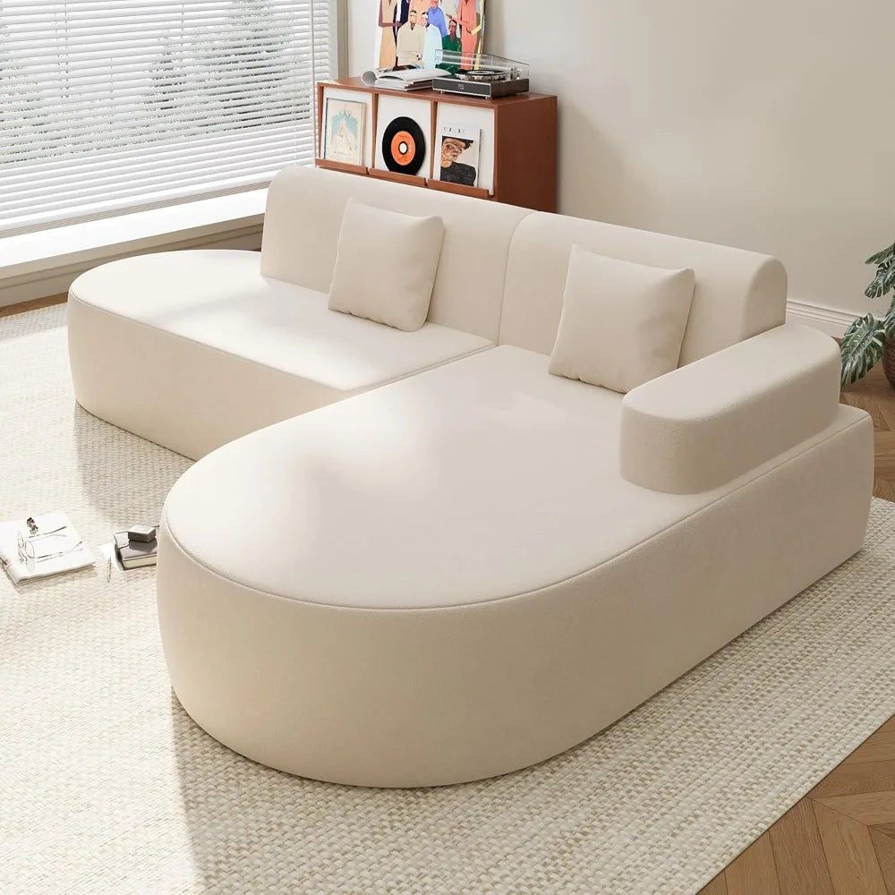 93 Inch Modern Curved L-Shaped Sofa Couch in Chenille or Corduroy