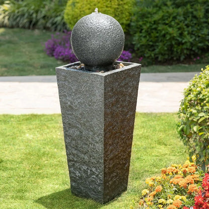 Modern Sphere Outdoor Water Fountain with LED Light