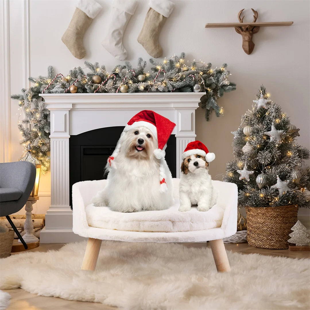 Luxury Washable Plush Pet Nesting Chair with Wood Legs