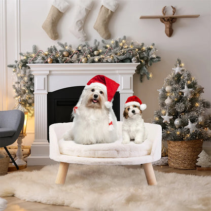 Luxury Washable Plush Pet Nesting Chair with Wood Legs