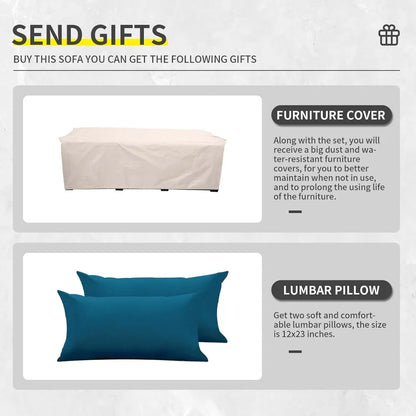 Outdoor Modern 3-Seat Patio Sofa with High Backrest