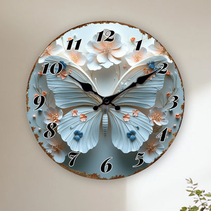 Elegant Butterfly Floral Wall Clock
