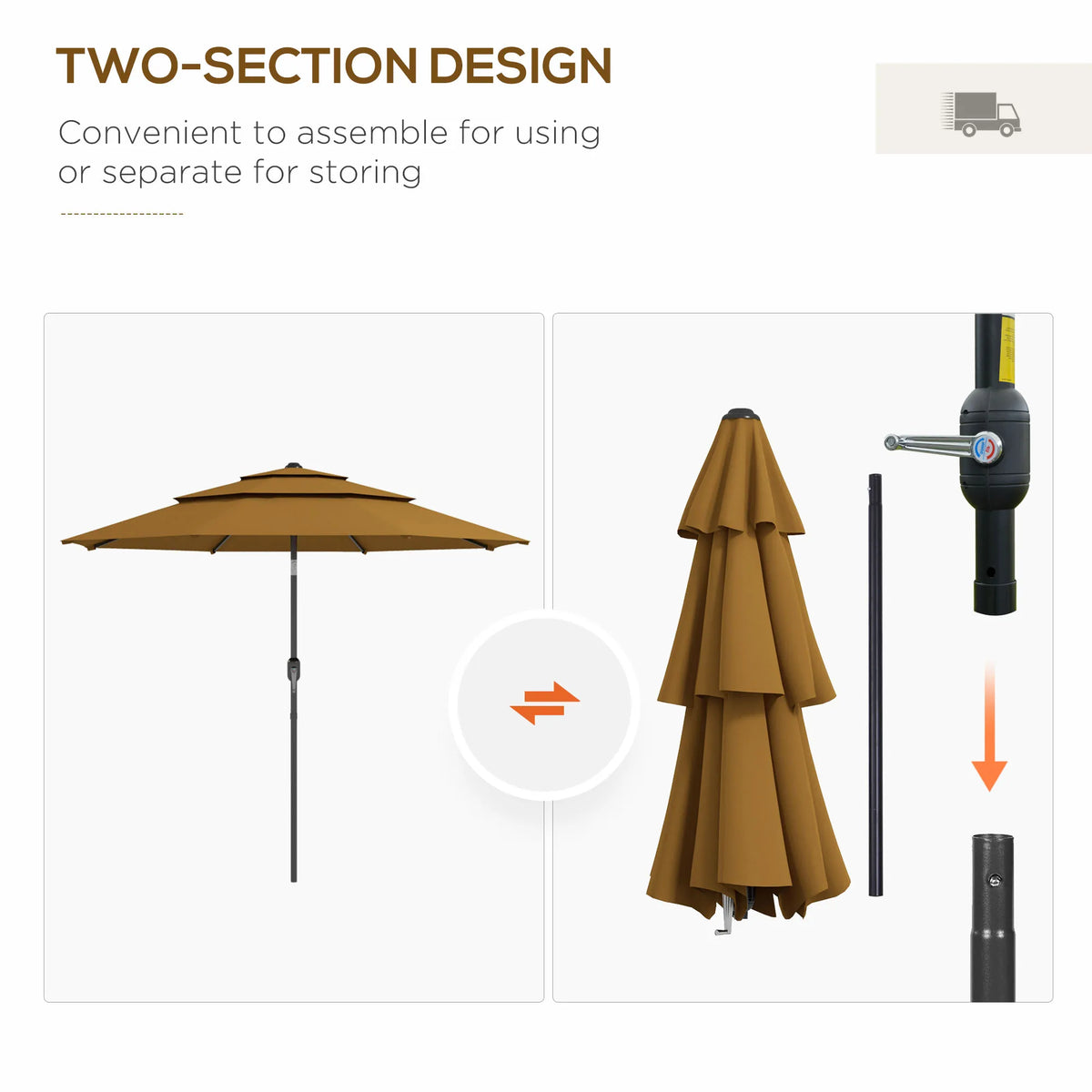 9 Foot 3-Tier Market Style Outdoor Patio Umbrella with Crank Handle