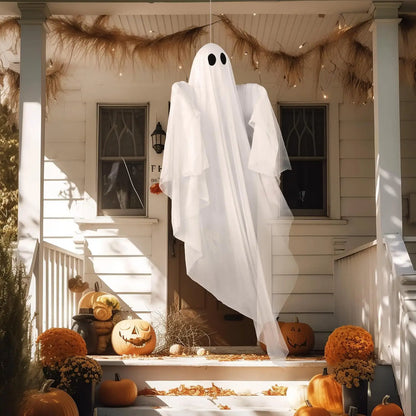 47" Halloween Hanging Light up Ghost with Spooky White LED Light