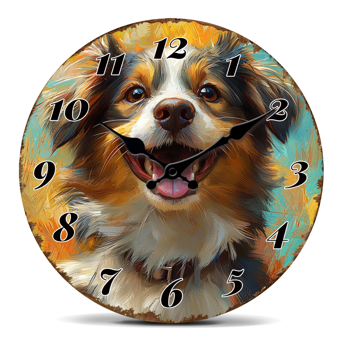 Round Happy Dog Portrait Wall Clock