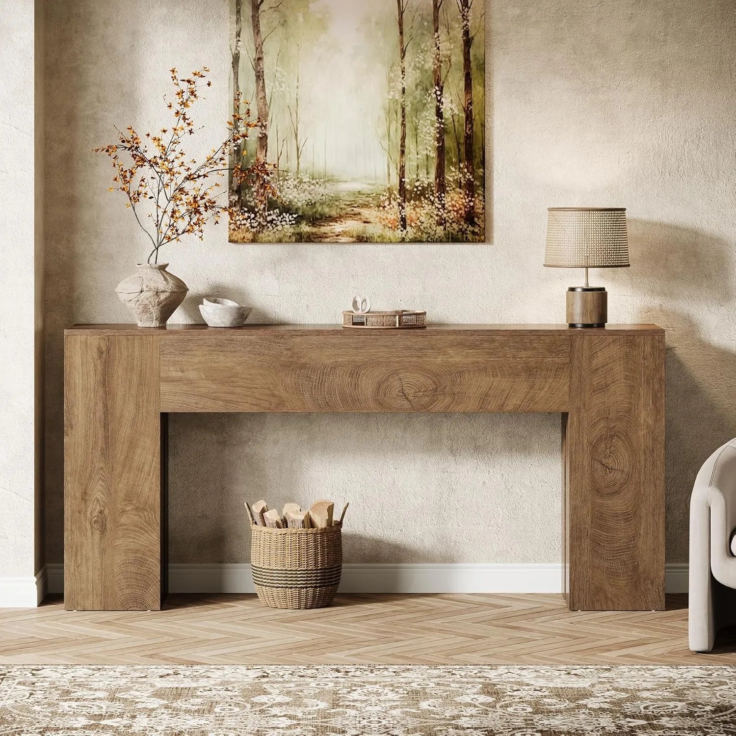 LITTLE TREE 71 Inch Farmhouse Style Console Table