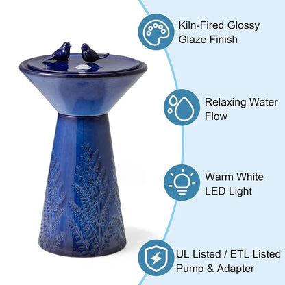 27.5 Inch Outdoor Garden Water Fountain with LED Lights and Pump