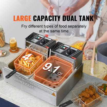 Electric Deep Fryer w/Dual Removable Tanks