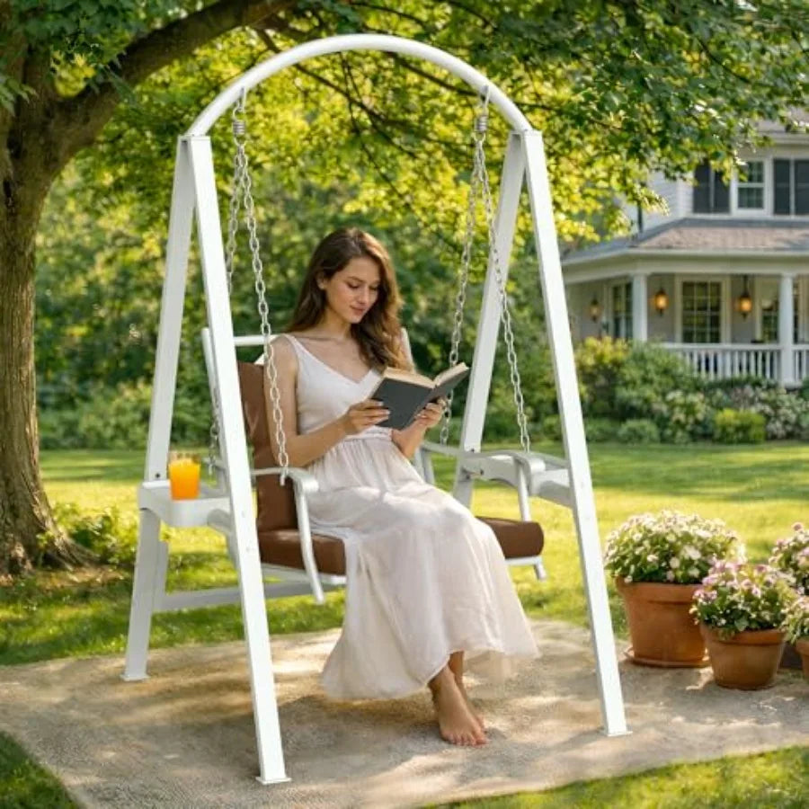 Outdoor Porch Swing with Heavy Duty Metal Frame
