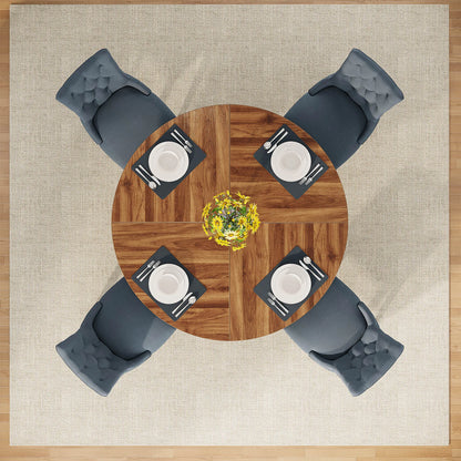 Tribesigns Farmhouse Style Round Dining Table for 4