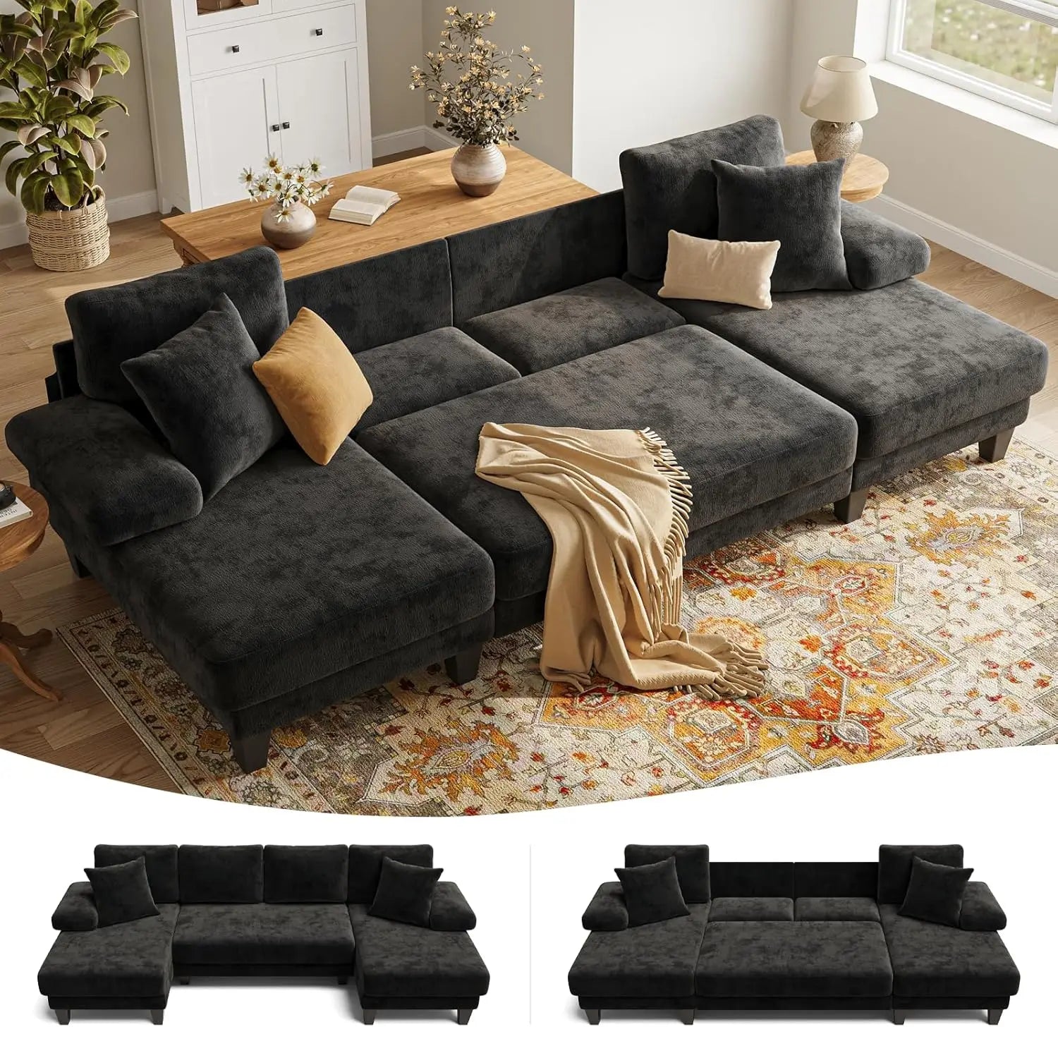 112 Inch Sleeper Sofa with Pull Out Couch Bed