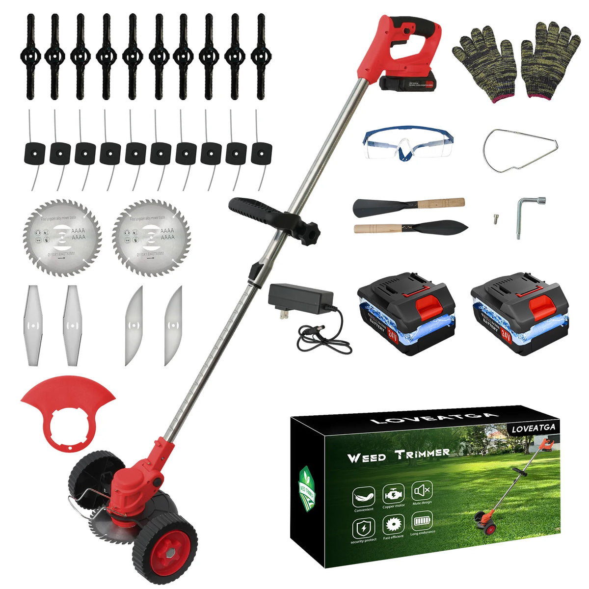 21V Cordless 3-in-1 Lightweight Electric Grass Trimmer