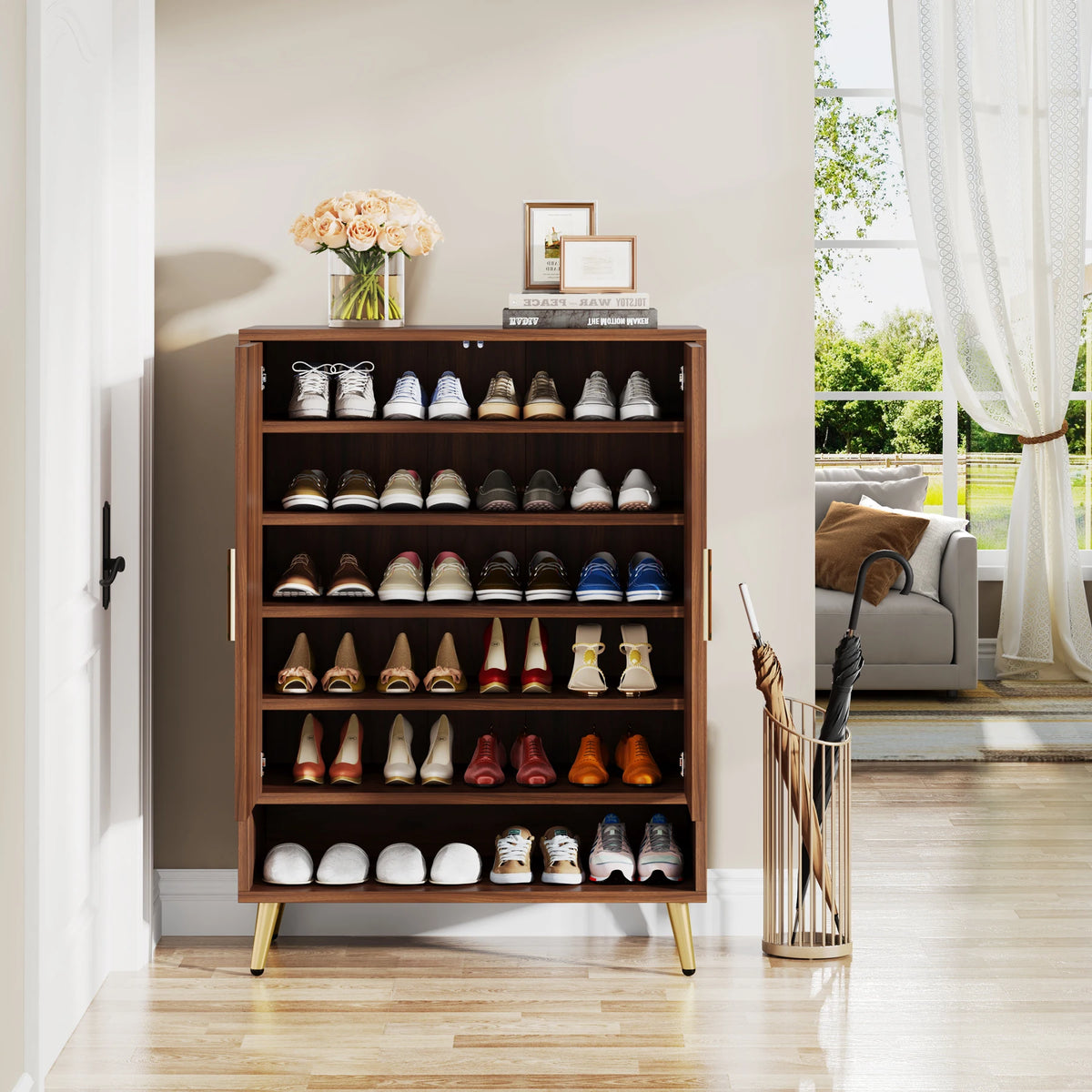 Tribesigns 6-Tier Shoe Cabinet with Doors