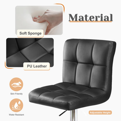 JHK PU Counter Height Leather Bar Stools Set of 2
