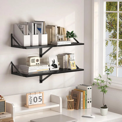 Set of 2 16" Wide x 12" Deep x 5.8" High Floating Wood Wall Shelves