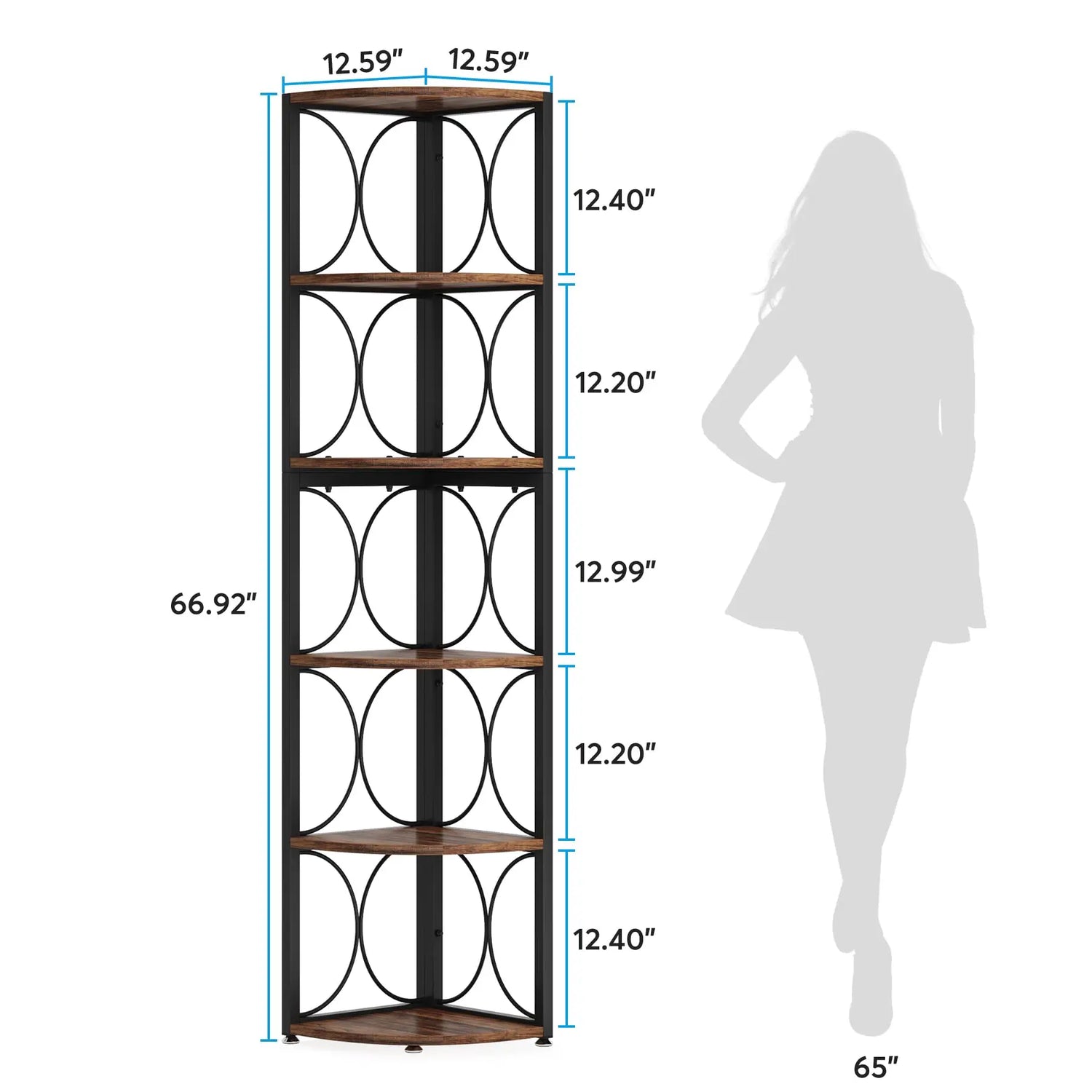 Tribesigns 67 inch Tall Corner Shel with 6-Tiers