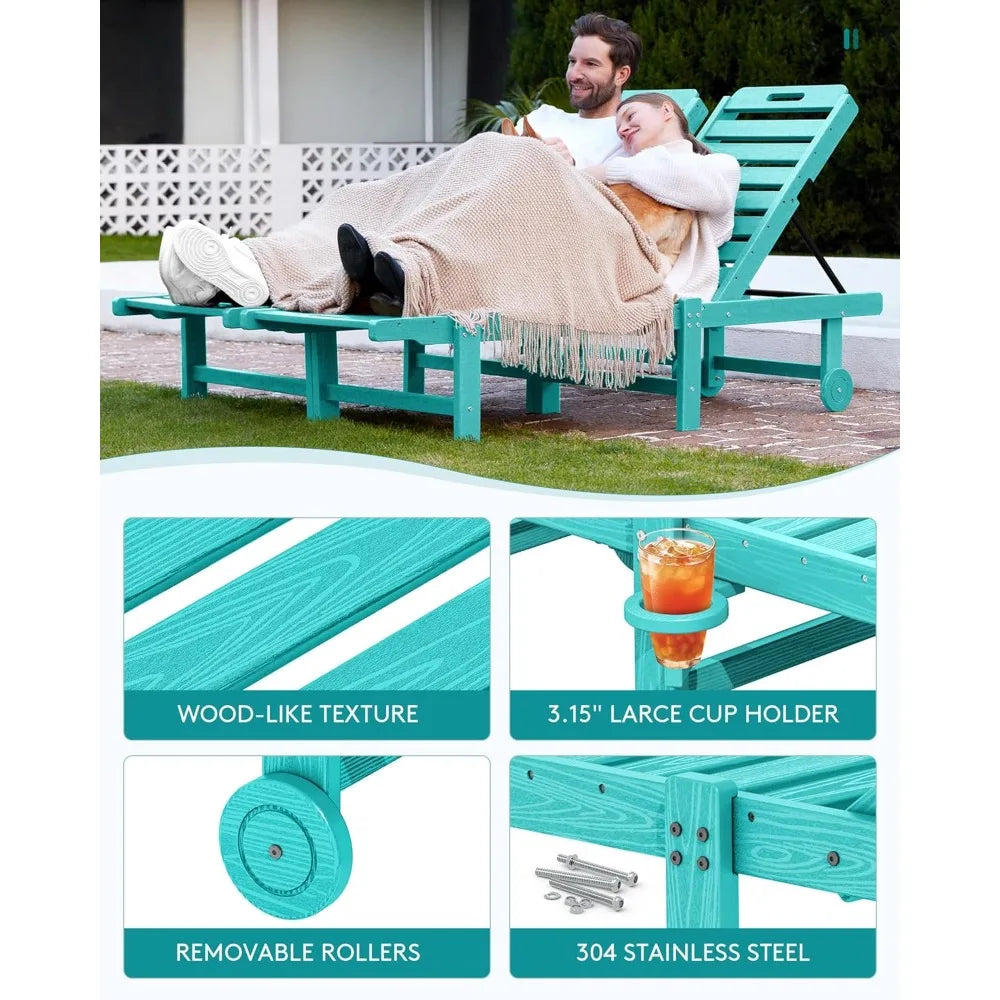 Outdoor Chaise Lounge Set of 4 with 5 Adjustable Positions