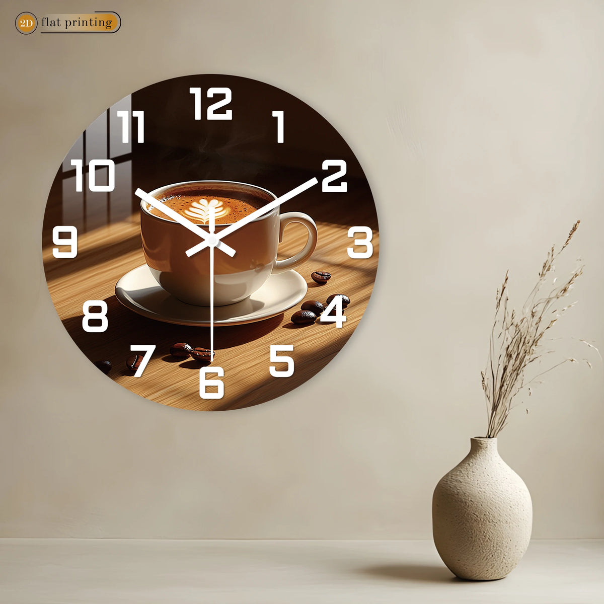 Latte Art Decor Coffee Cup Design Wall Clock