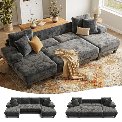 112 Inch Sleeper Sofa with Pull Out Couch Bed