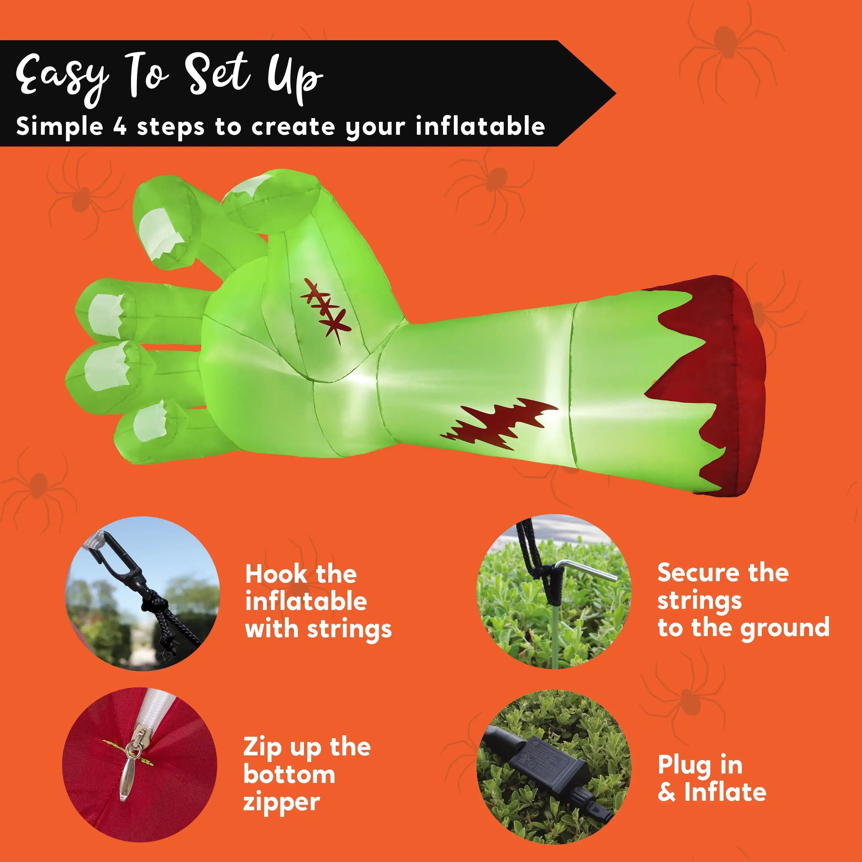 9 Foot Long Broken Zombie Hand and Arm Halloween Inflatable Decoration