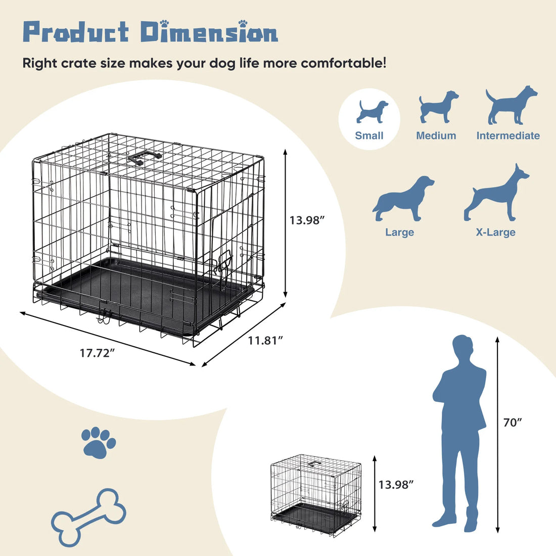 JHK 18 Inch Foldable Metal Pet Kennel