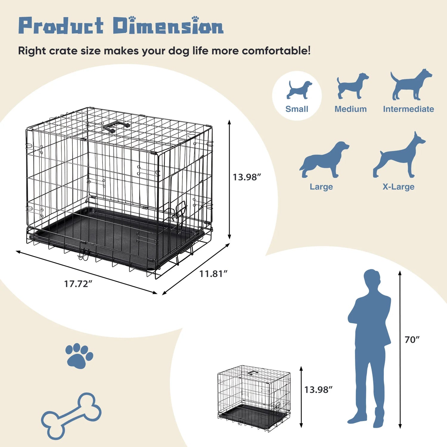 JHK 18 Inch Foldable Metal Pet Kennel