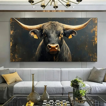 Big Horn Black Bull Canvas Wall Art