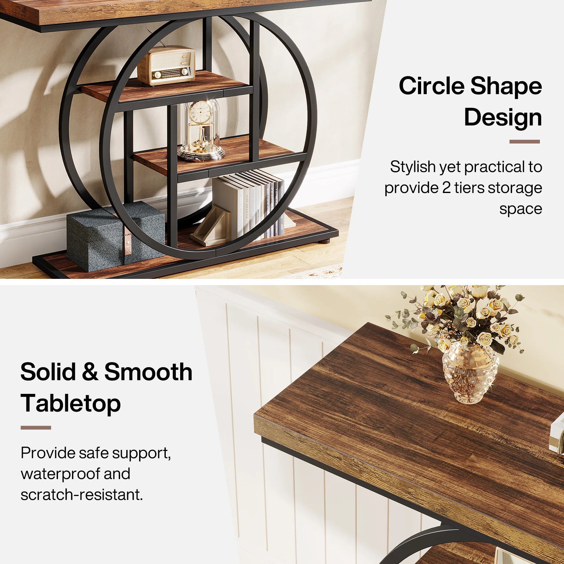 Tribesigns 4-Tier Console Table with 4 Shelves