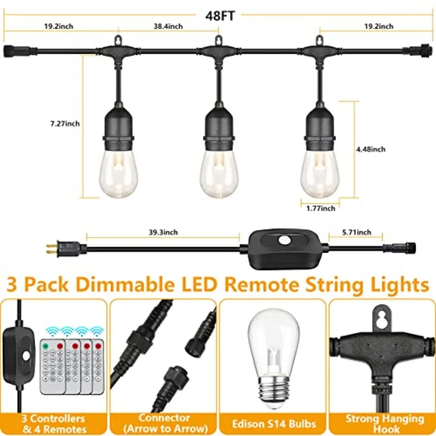 LED Dimmable Outdoor String Lights