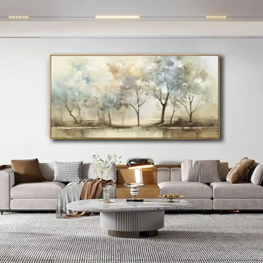 Retro Beige and Olive Green Abstract Wall Art