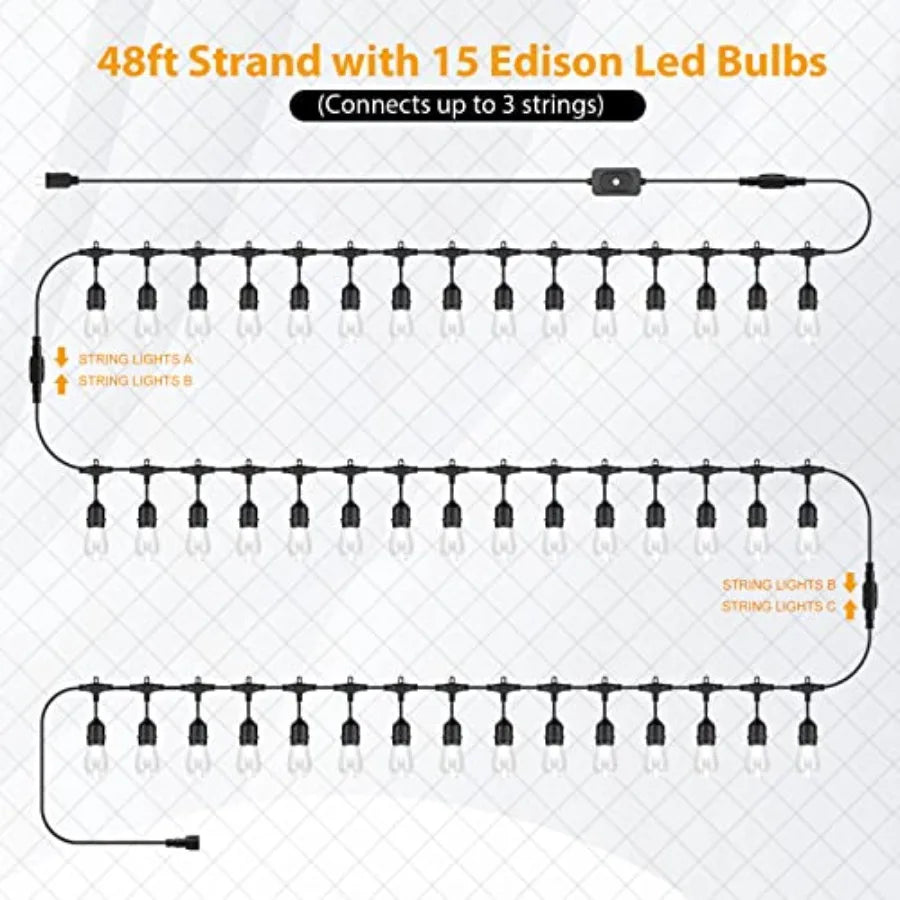 LED Dimmable Outdoor String Lights
