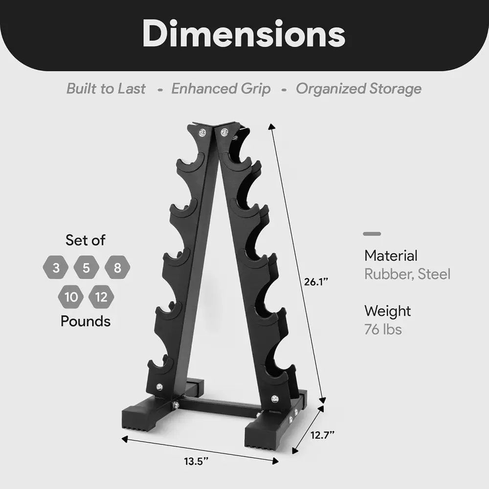 Hex Neoprene Iron Dumbbell Set With Stand