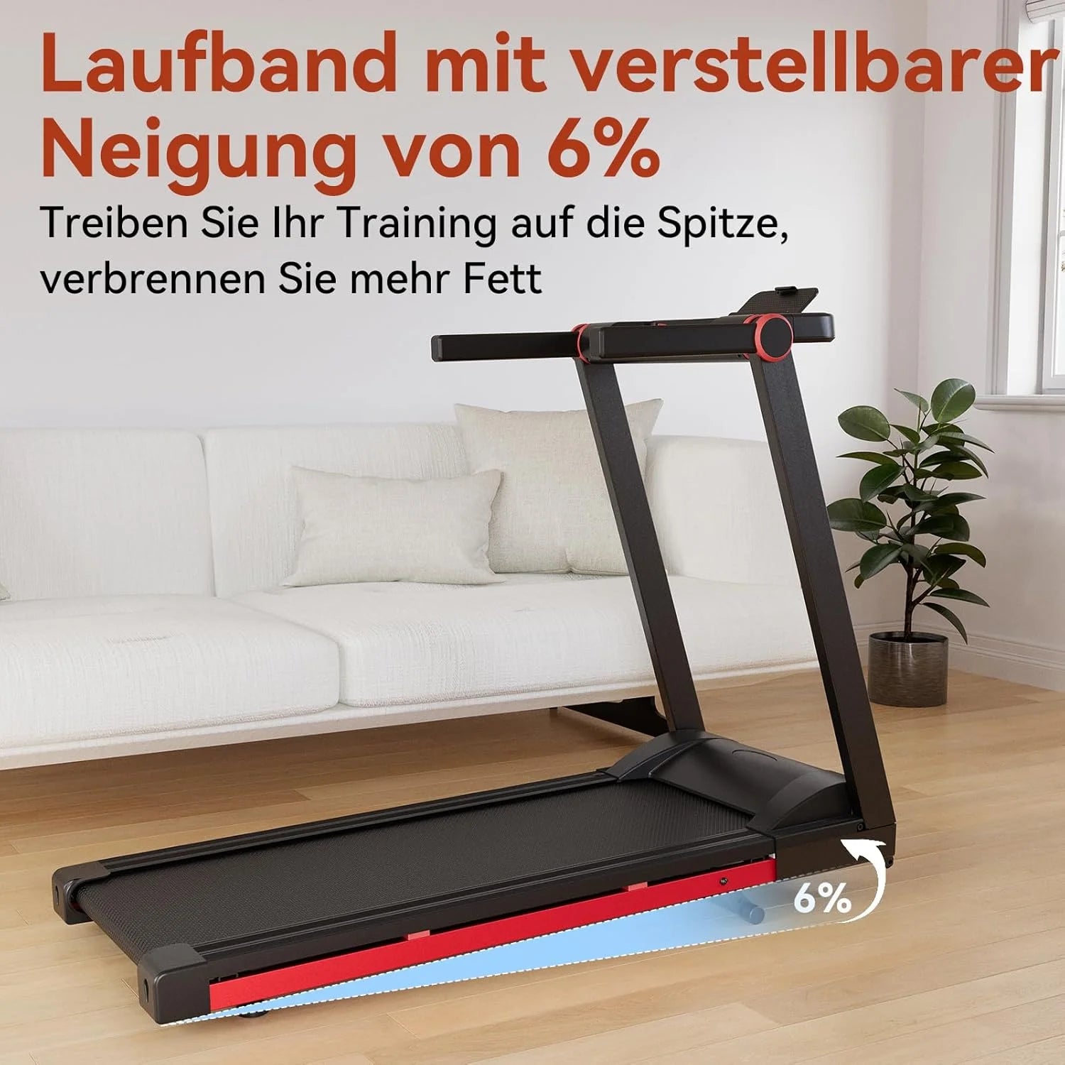 Adjustable Foldable Treadmill with 6% Incline